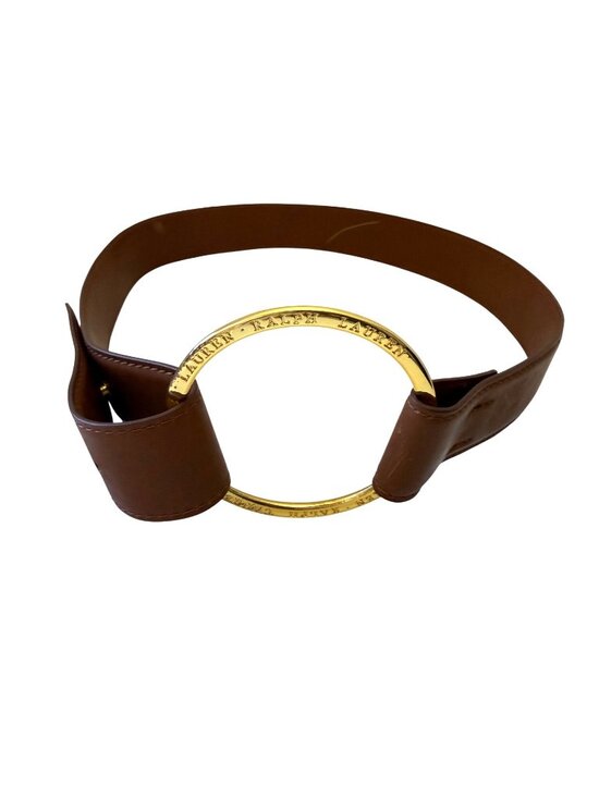 Lauren Ralph Lauren Accessories - Lauren Ralph Lauren Women's Leather Belt Sz 10 Brown O-Ring Gold Tone Buckle